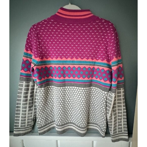 Neve 1/4 Zip Sweater Merino Wool Blend Womens Size L Polka Dot Print Pink - Picture 5 of 7